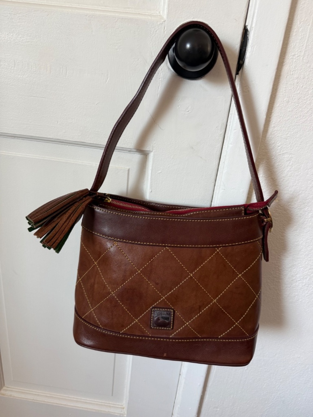 Dooney & Bourke Florentine Chestnut Quilted Leather Shoulder Bag - Picture 2 of 8